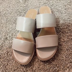 Wedge platform slip on sandals